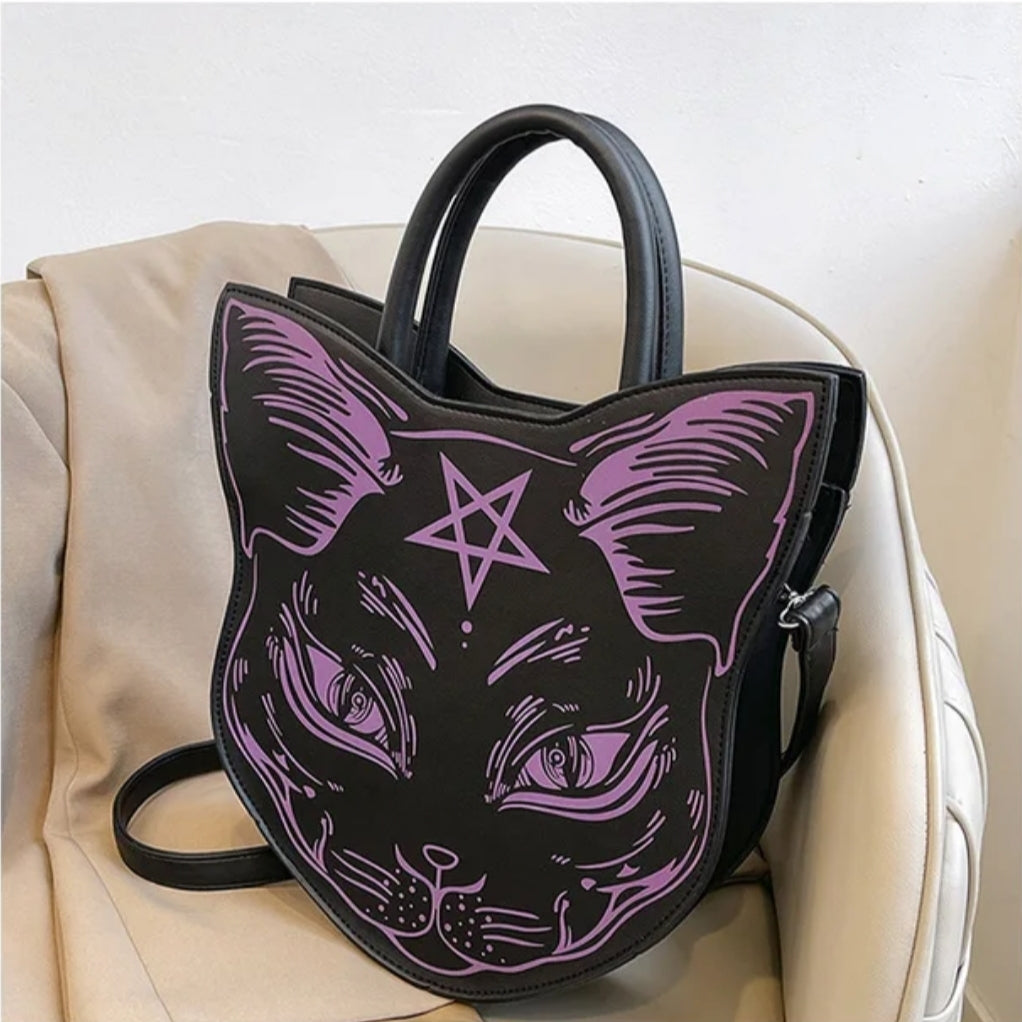 Gothic Witch Cat Faux Leather Purse