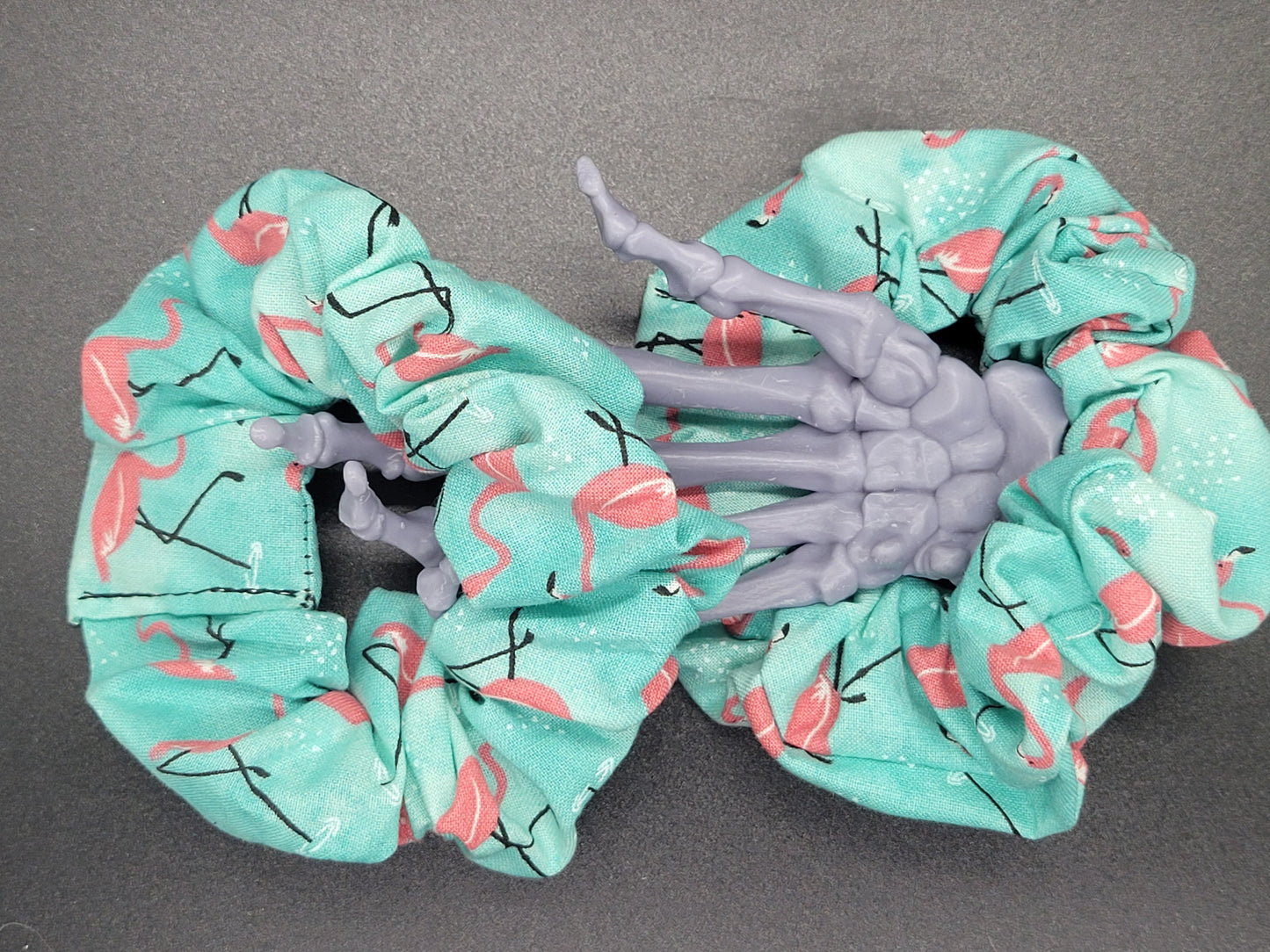 Blue Flamingos Cotton and Elastic Hair Tie Scrunchie