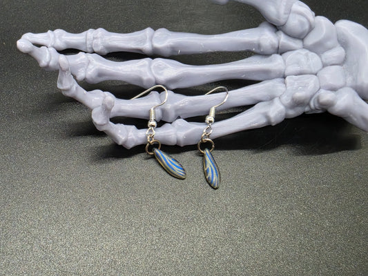 Dainty Uranium Glass Drop Earrings Etched Fairy Wing Drop 12