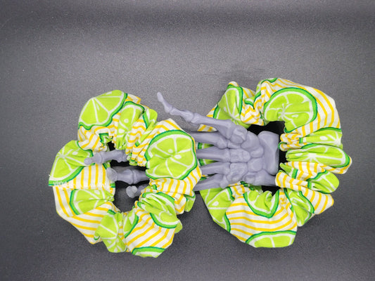 Lemon Lime Cotton and Elastic Hair Tie Scrunchie