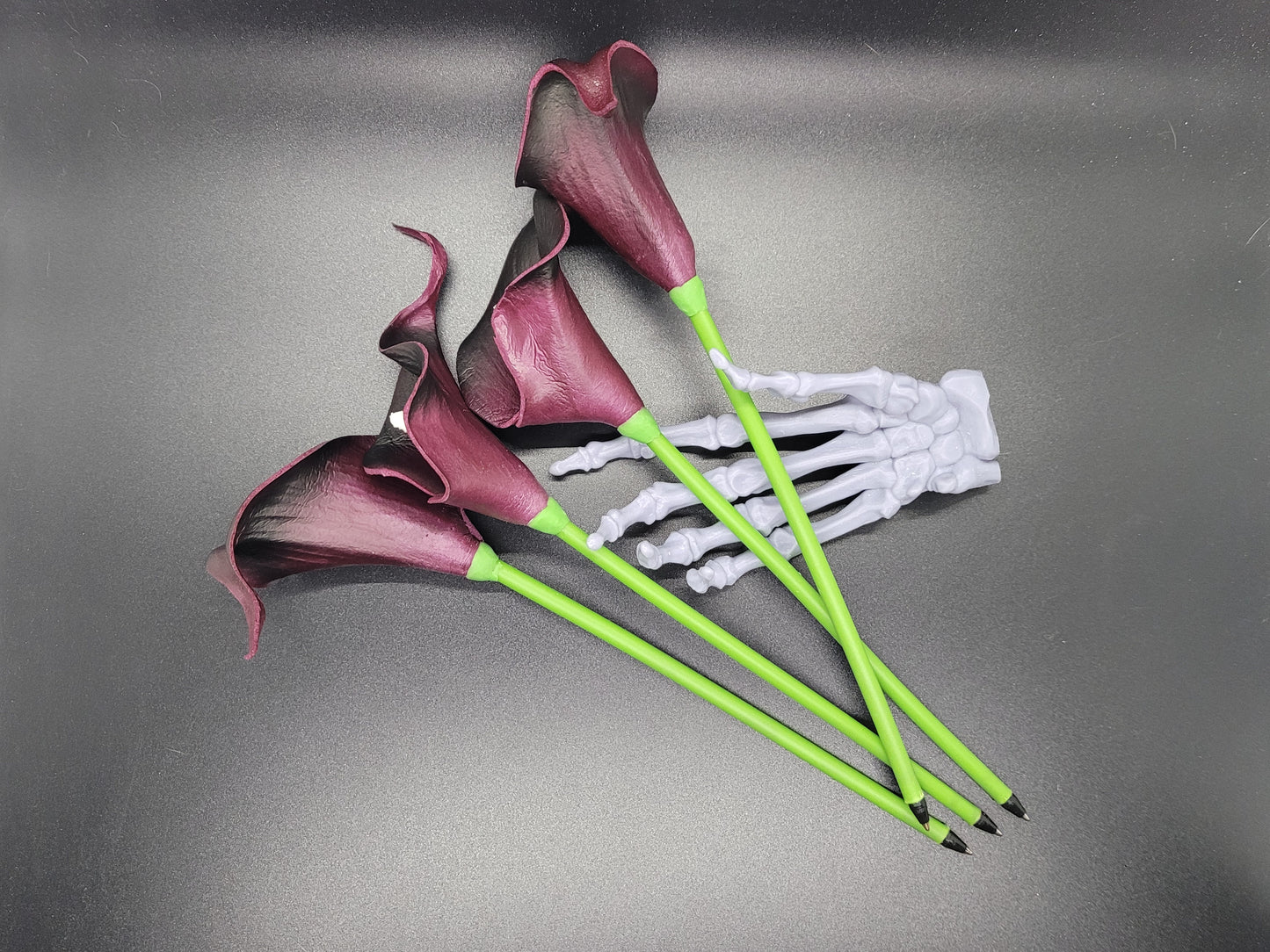 Deep Red Calla Lily Pen Black Ink