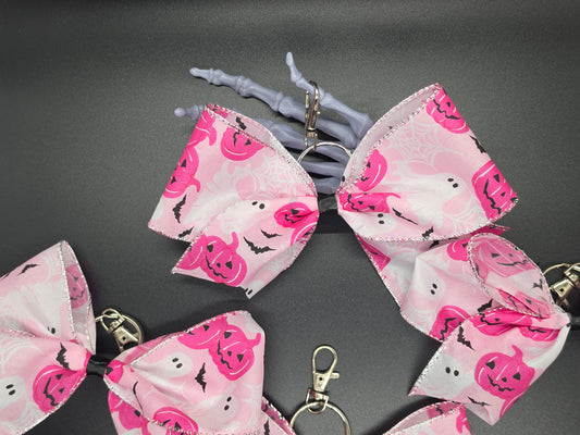 Halloween Pink Pumpkins Purse Charm Cheer Bow Style Clip Handmade
