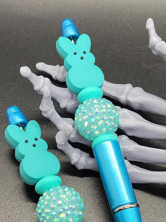 Blue Peep Bunny Beaded Pen with Refill