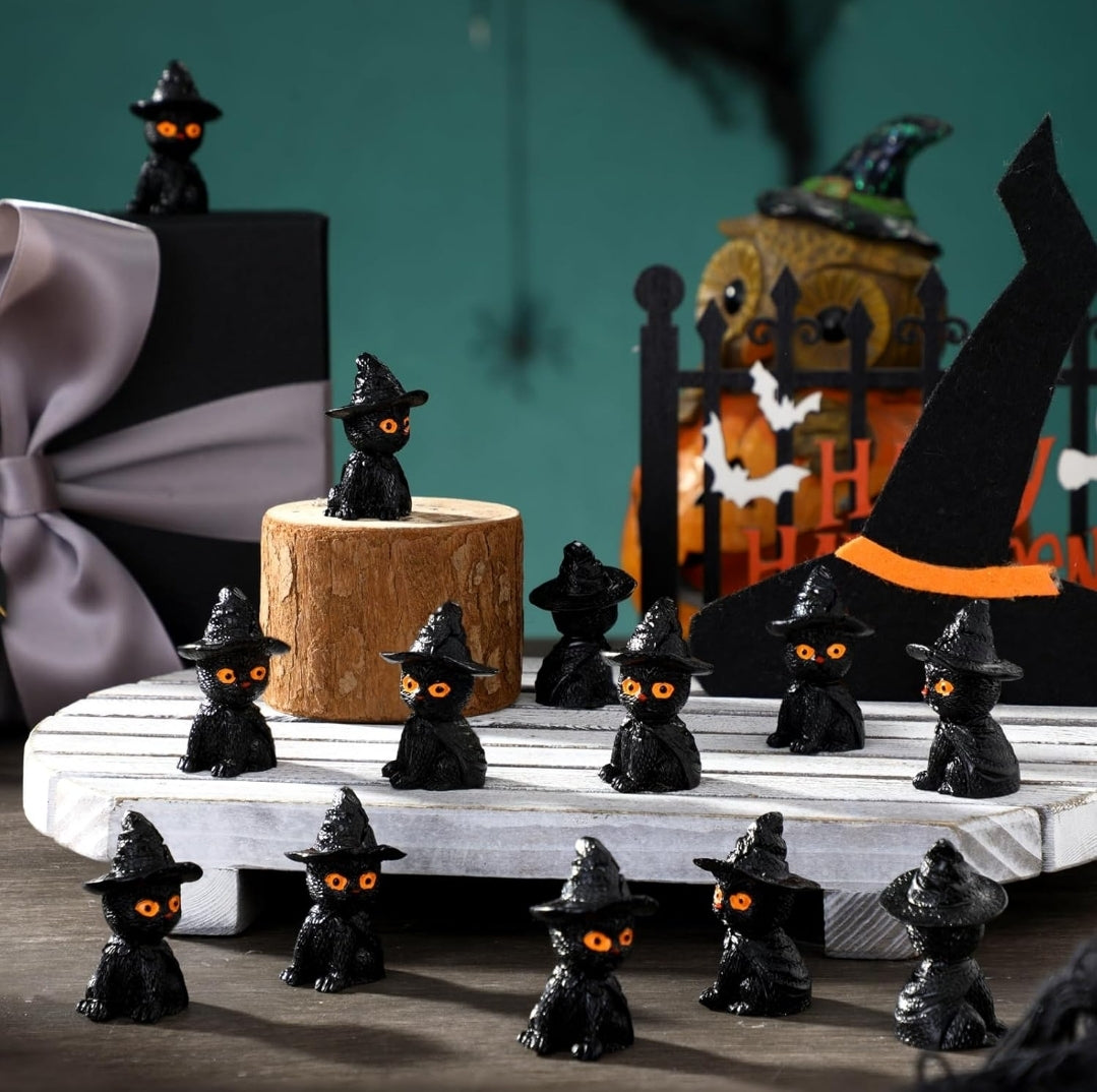 Resin Black Witch Cat Miniature Dead Zen Add On