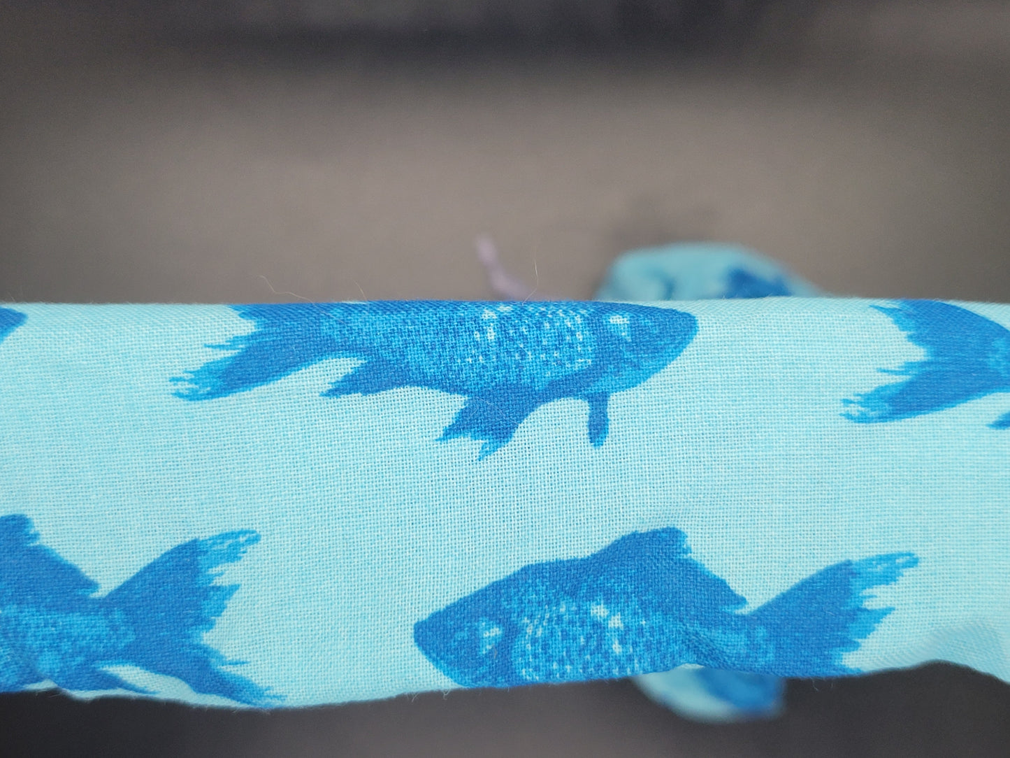 Blue Fish Cotton and Elastic Hair Tie Scrunchie
