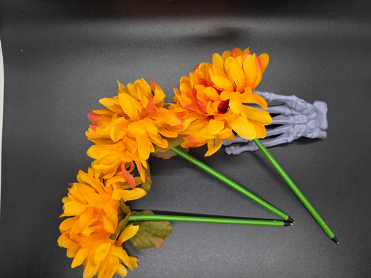 Large Orange Chrysanthemum Flower Ink Pen Writting Wedding