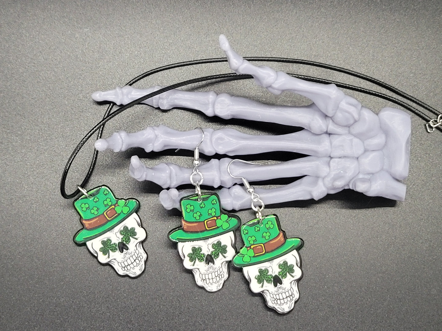 Dead Lucky Resin Earrings Necklace St. Patrick's Day