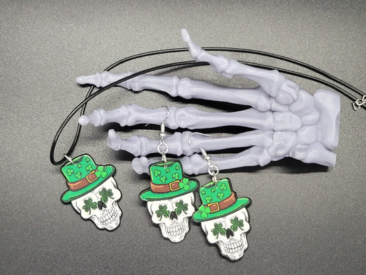 Dead Lucky Resin Earrings Necklace St. Patrick's Day