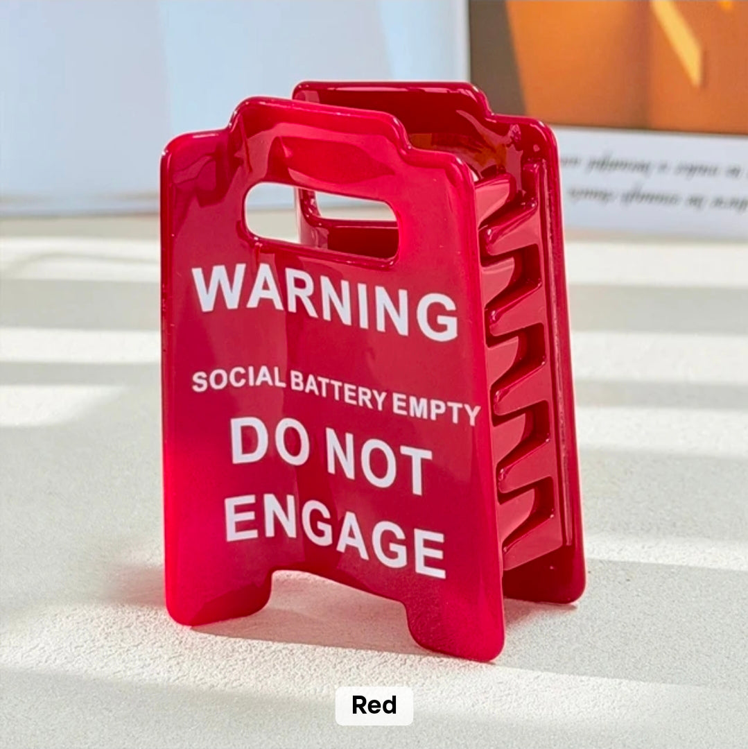 Red 2 Small Warning Sign Acrylic Hair Claw Clip