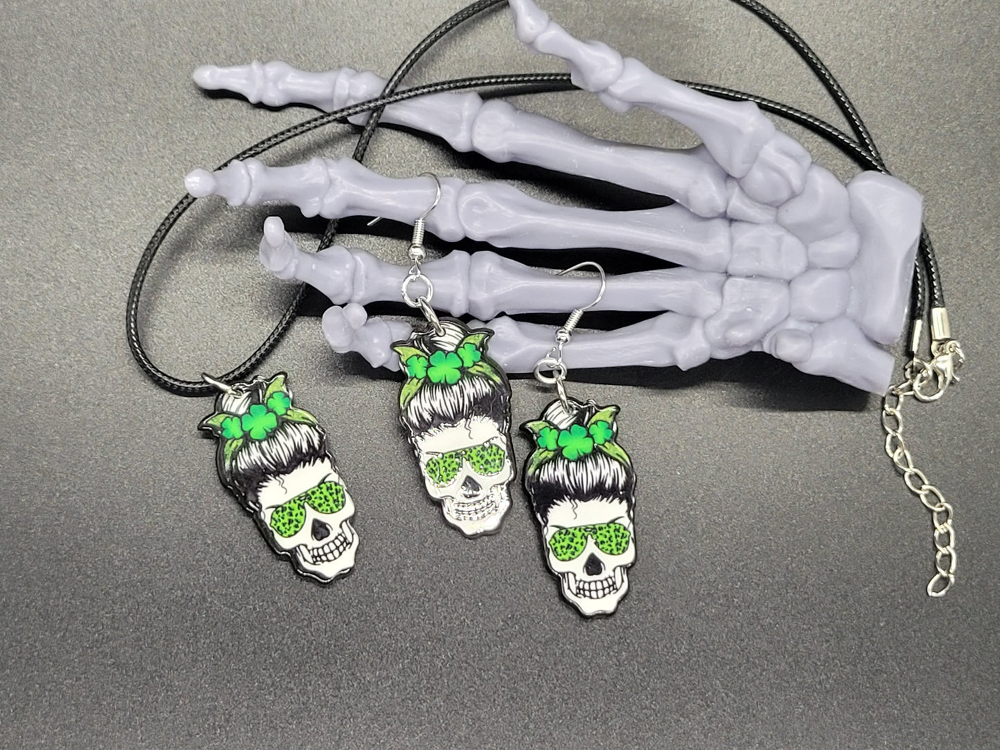 Lady Lucky Resin Earrings Necklace St. Patrick's Day