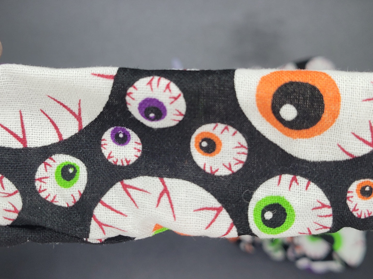 Halloween Eyeballs Cotton and Elastic Hair Tie Scrunchie