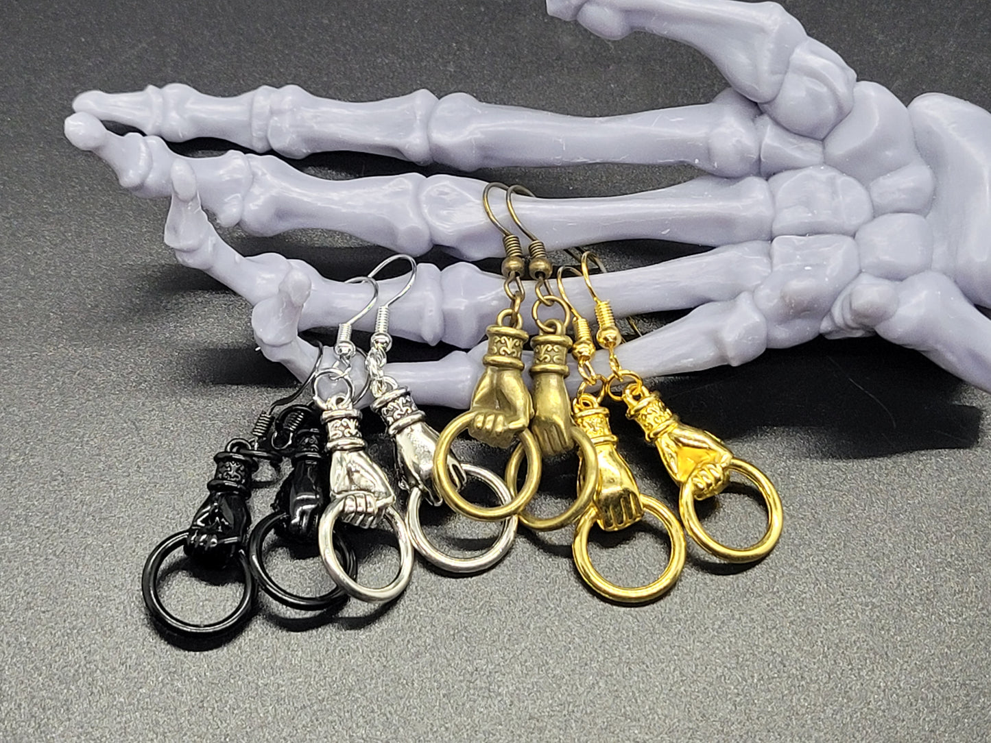 Victorian Ladies Hand Metal Earrings Valloween