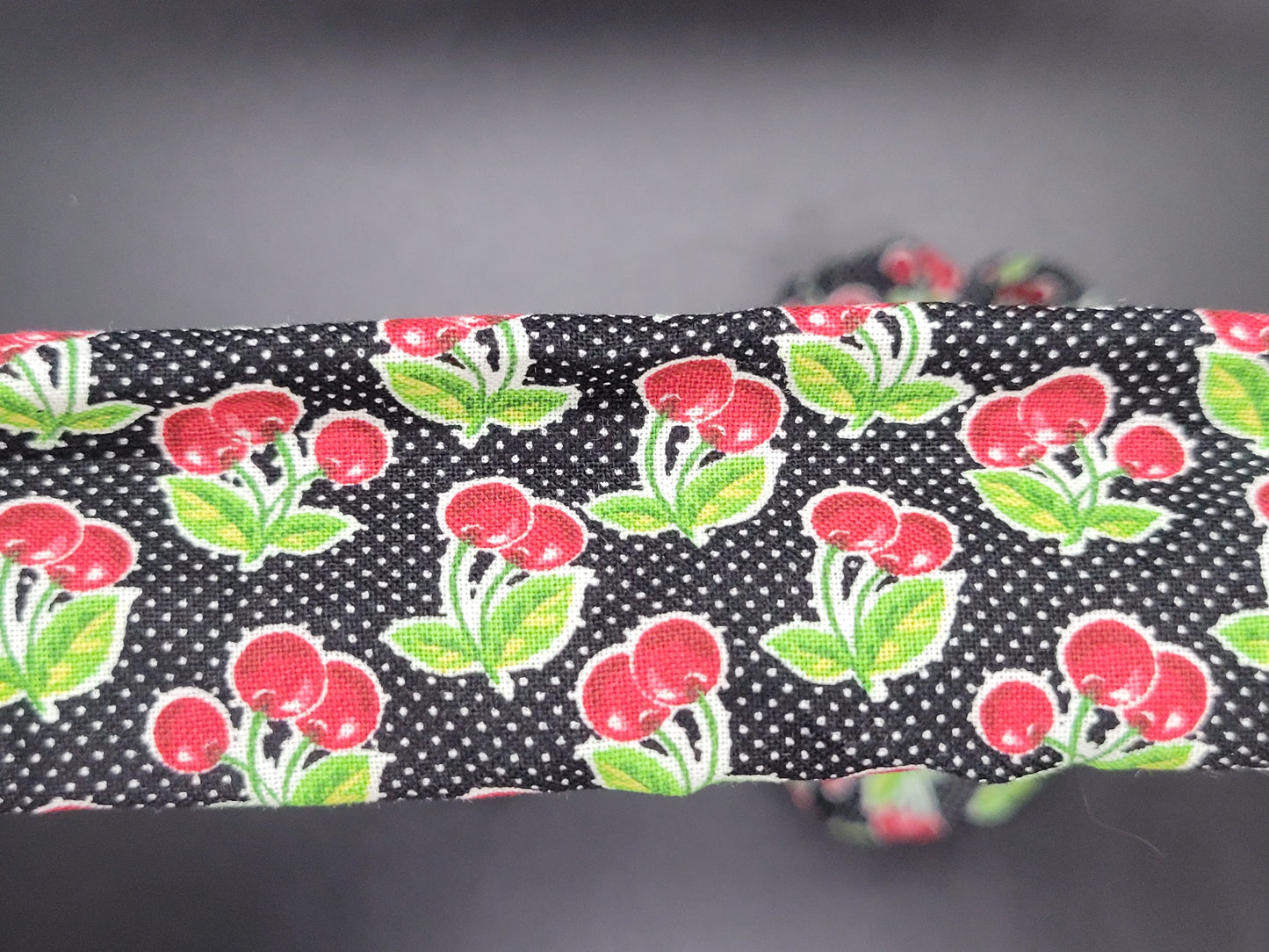 Rockabilly Red Cherries Cotton and Elastic Hair Tie Scrunchie