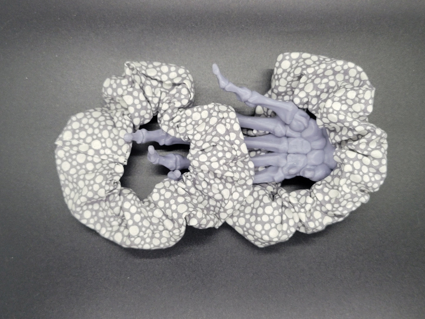 Grey Geometric 2 Cotton and Elastic Hair Tie Scrunchie