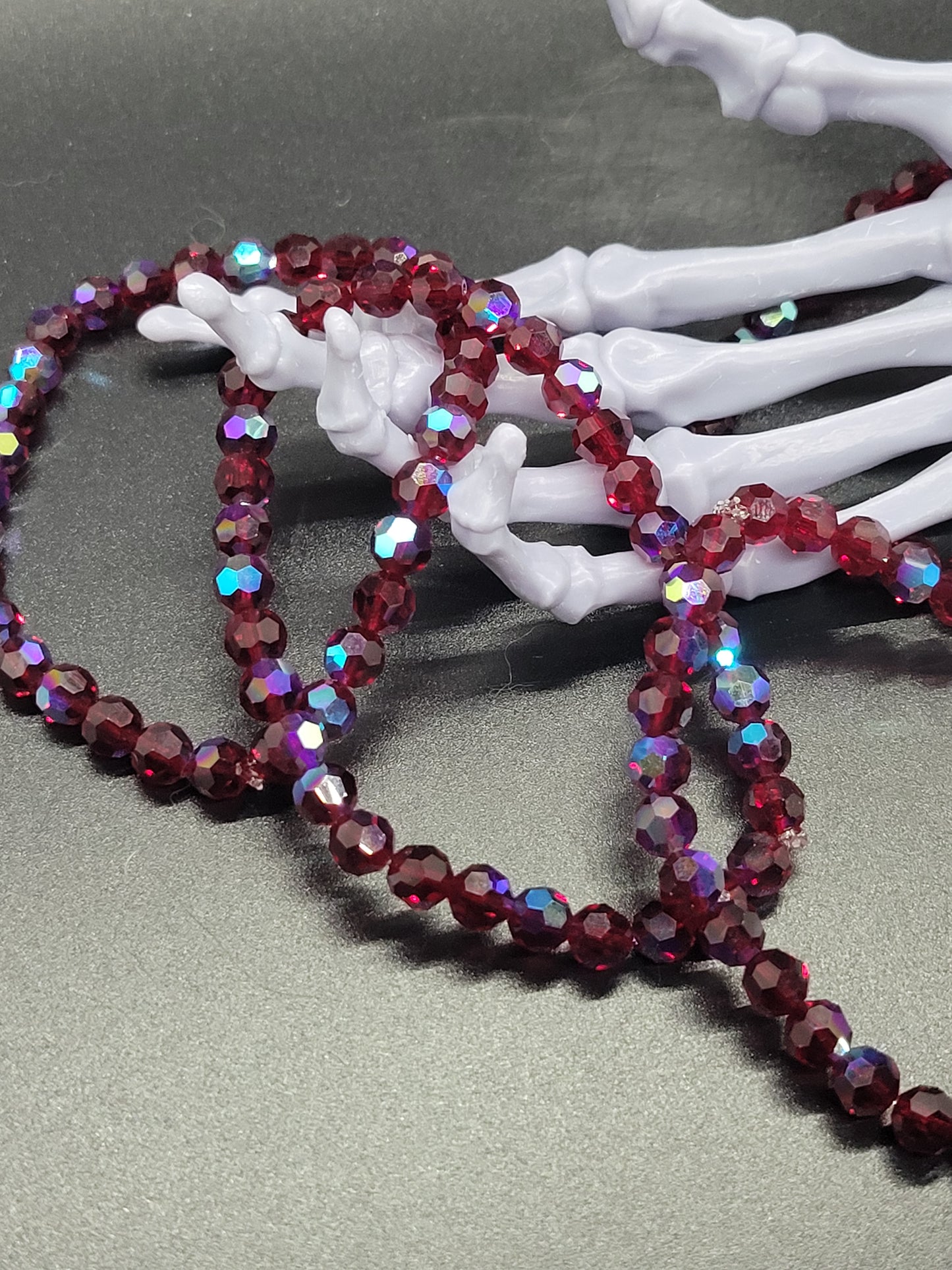 Vintage Swarovski Crystal Stretch Bracelet 6mm Siam AB Crystals