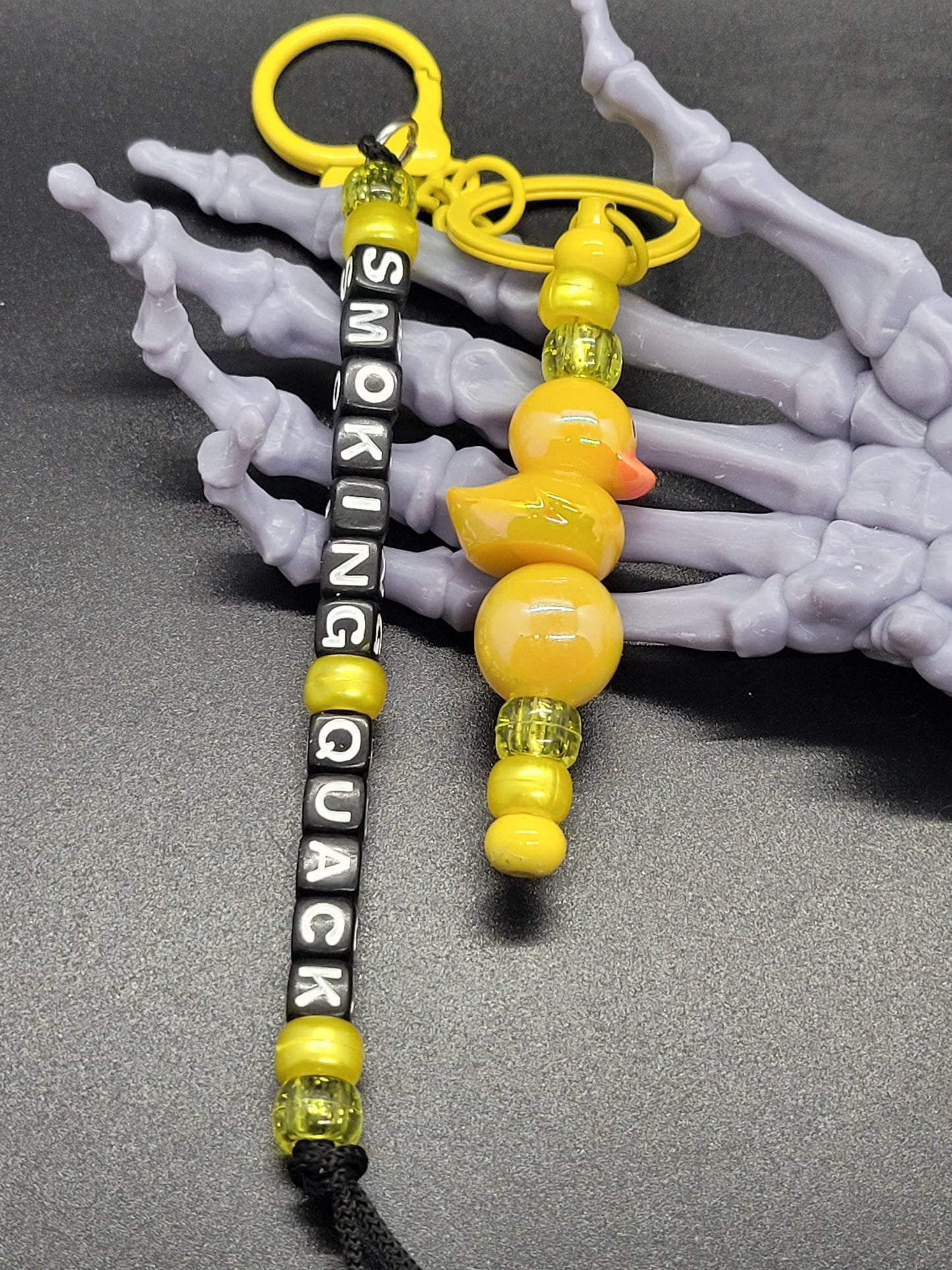 Rubber Ducky Beaded Key Chain Custom Phrase Yellow Keychain