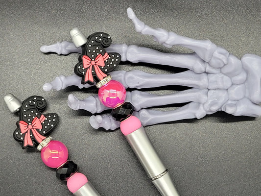 Pink Witch Hat Beaded Pen with Refill