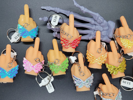 Flying Finger Vinyl Key Chain
