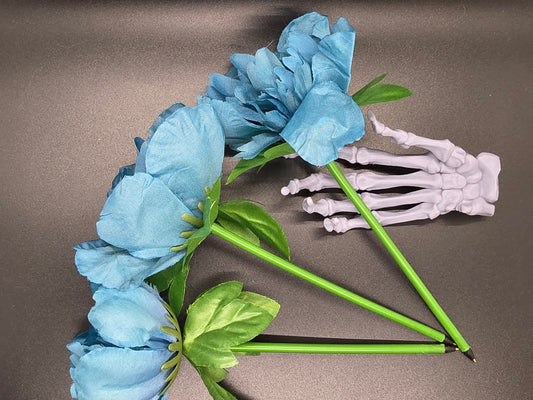 Dusty Blue Large Peony Flower Ink Pen Writting Wedding
