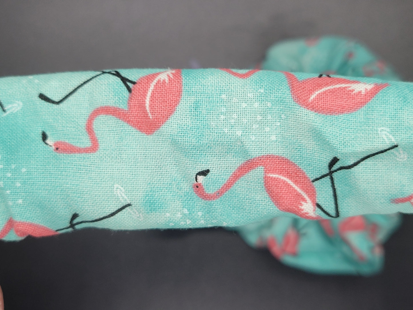Blue Flamingos Cotton and Elastic Hair Tie Scrunchie