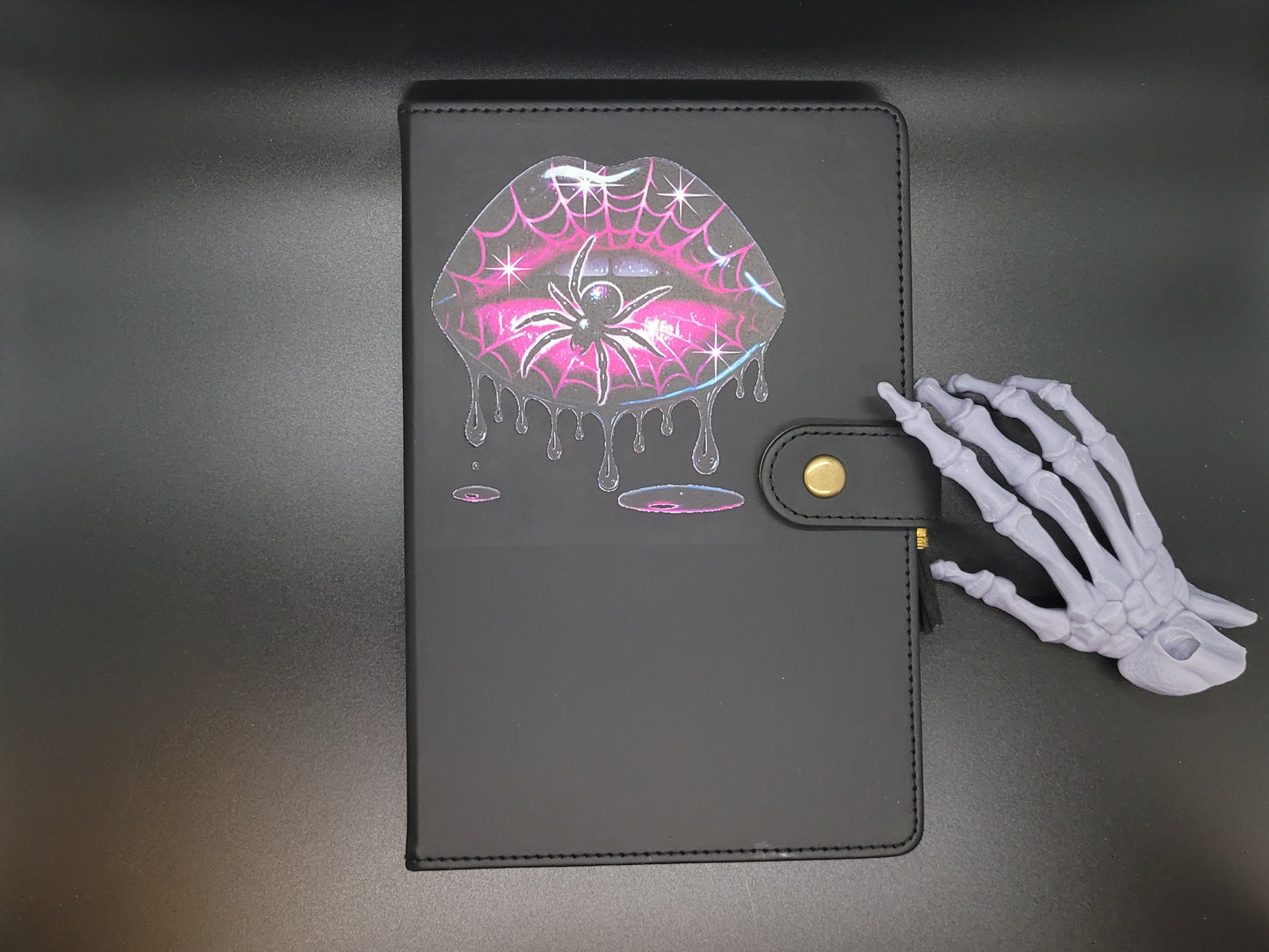 Pink Venom Lined Blank Journal Book of Shadows Grimoire Faux Leather