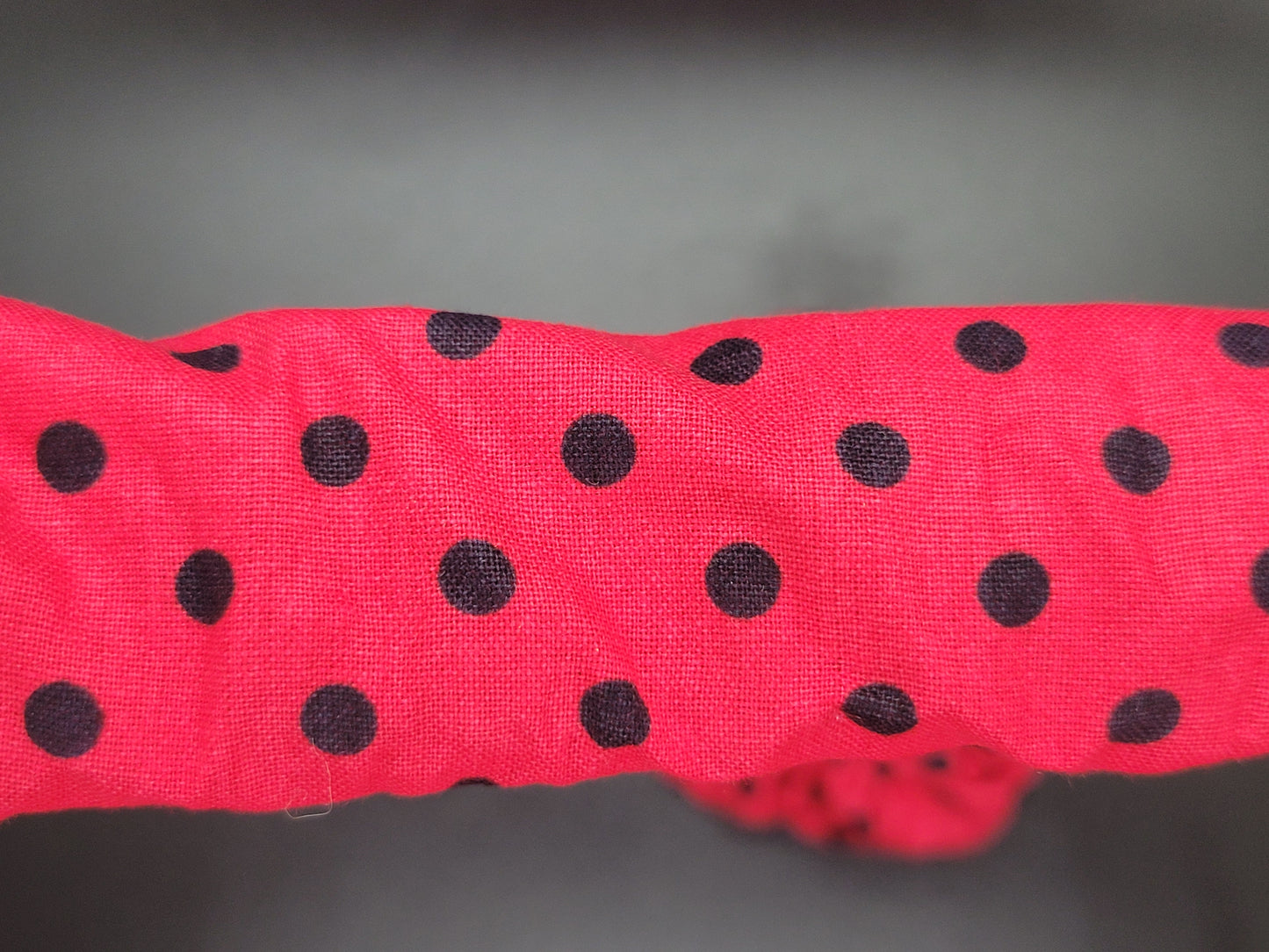 Rockabilly Red Polkadot Cotton and Elastic Hair Tie Scrunchie