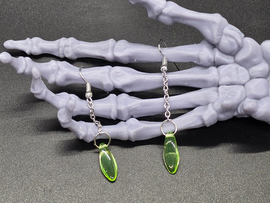 Dainty Uranium Glass Drop Earrings Chain Vaseline Drop 13