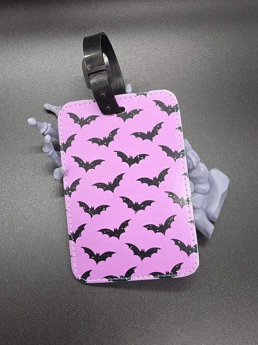 Custom Printed Luggage Bag Tag School Backpack Halloween Purple Bats