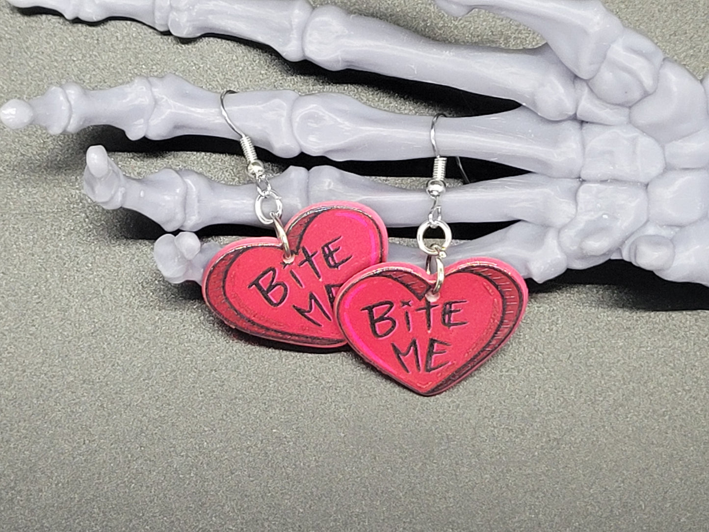 Bite Me Heart Valentine Resin Earrings Necklace Valloween
