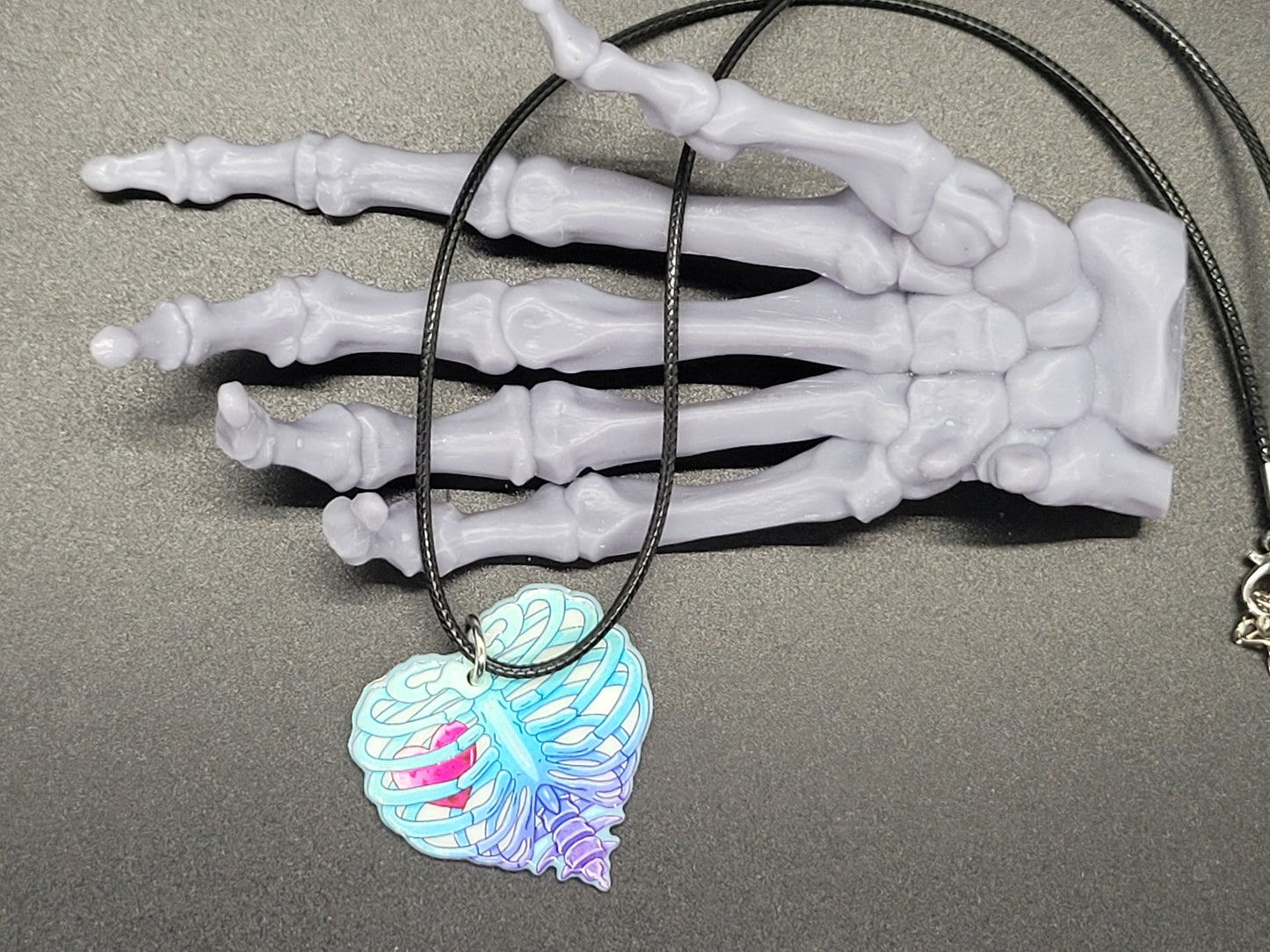 Ribcage Heart Valentine Resin Earrings Necklace Valloween