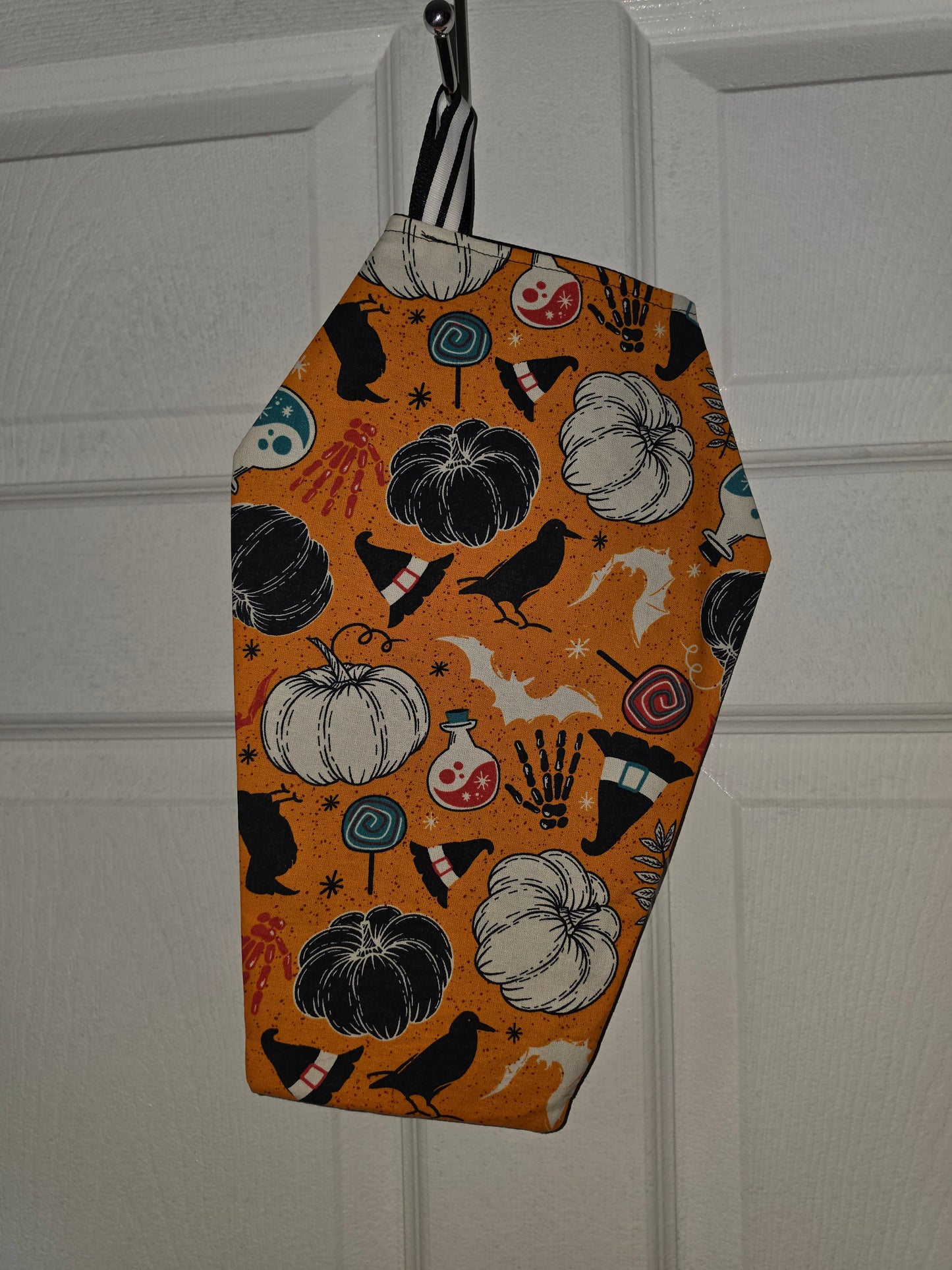 Handmade Coffin Christmas Stocking Catch All Hanging Bag