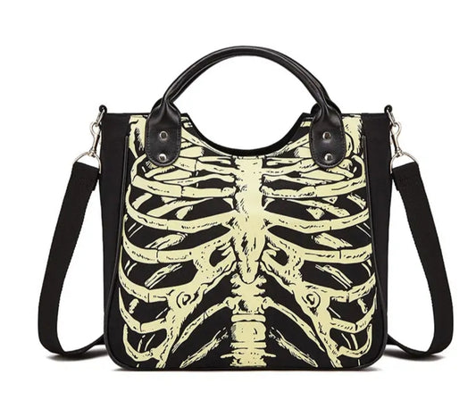 Gothic Ribcage Glow Canvas Purse