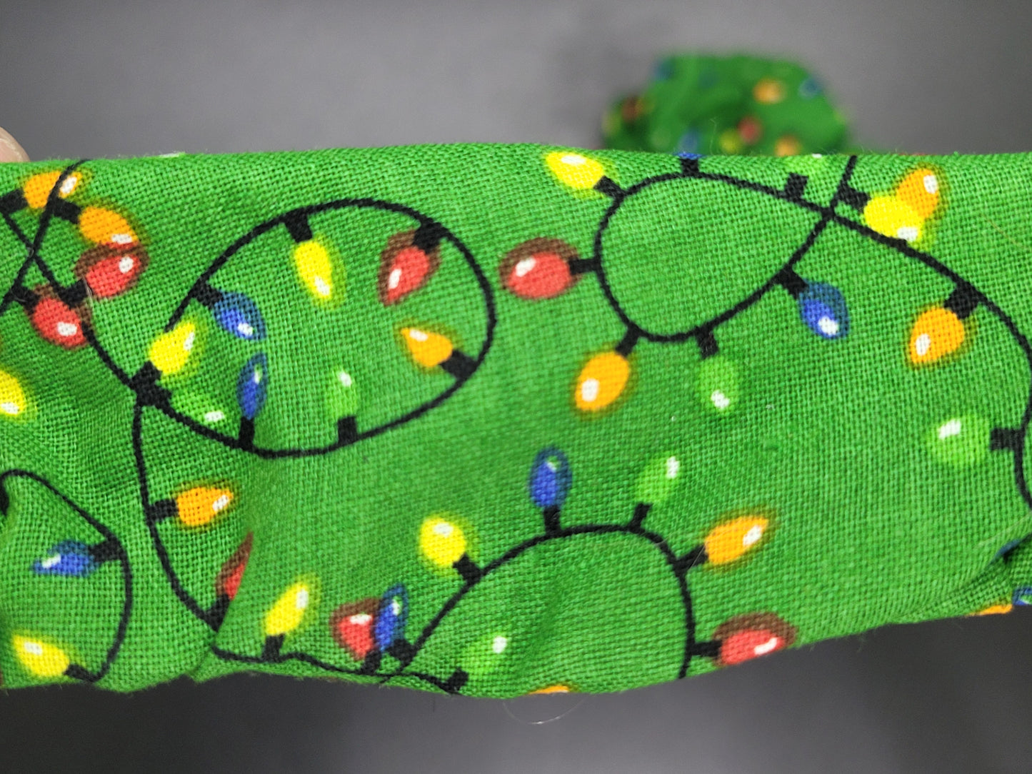 Christmas Lights Themed 100% Cotton and Elastic Hair Tie Scrunchie