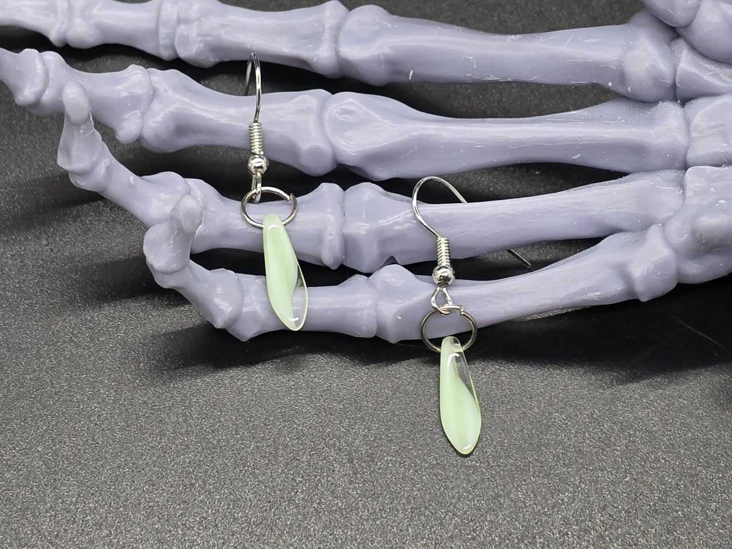 Dainty Uranium Glass Drop Earrings Givre Drop 5
