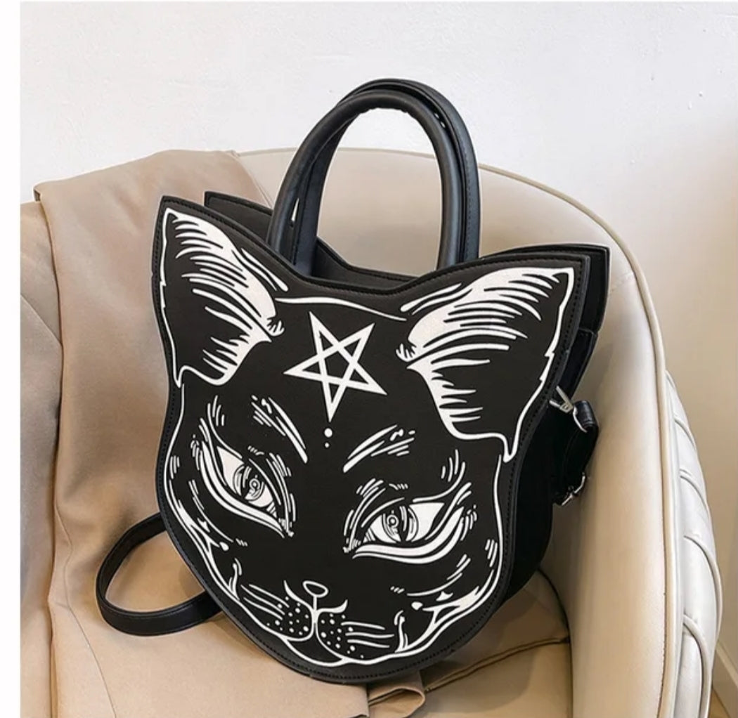 Gothic Witch Cat Faux Leather Purse