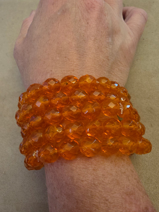 Vintage Czech Glass Stretch Bracelet 10mm Hyacinth