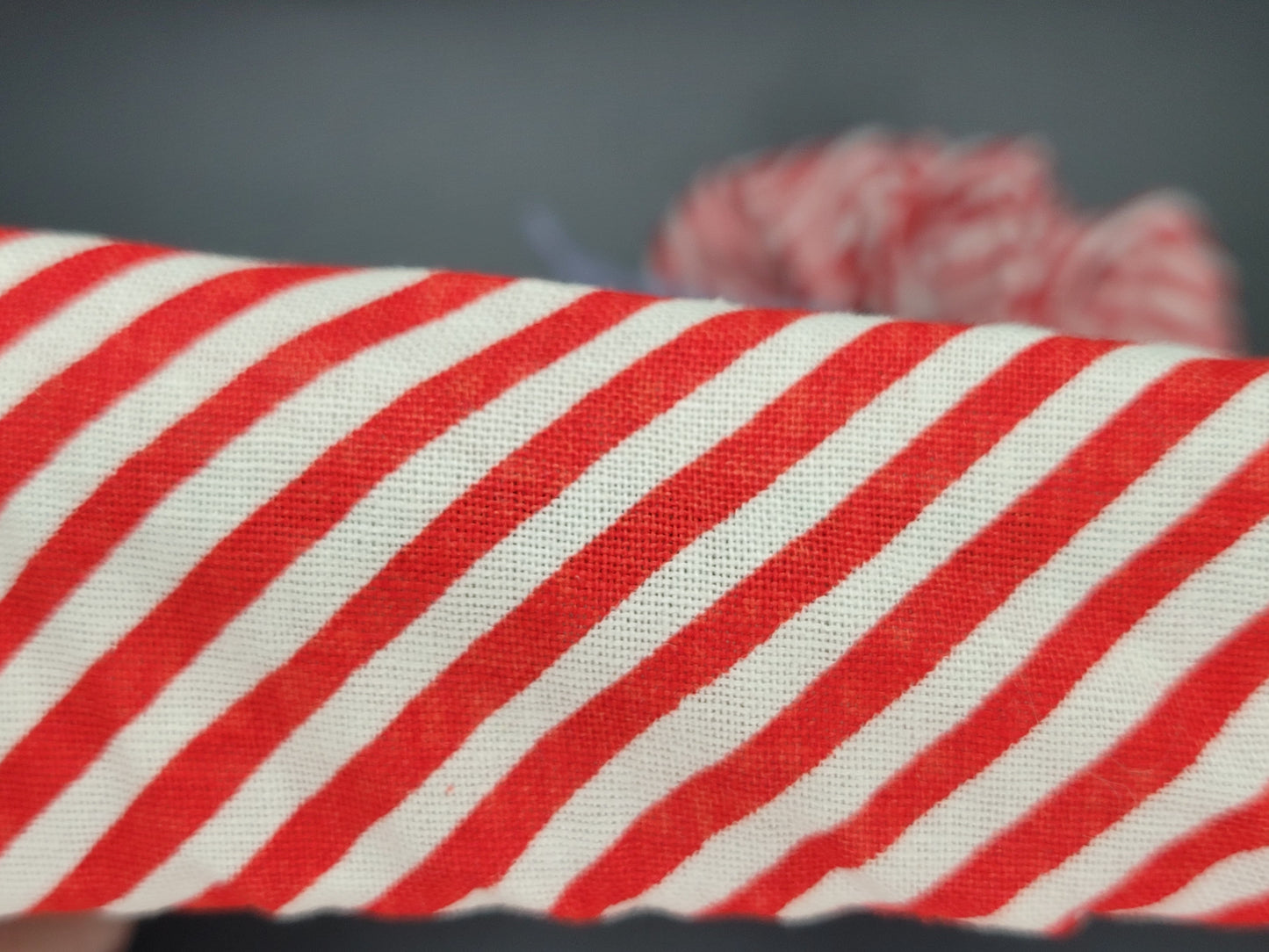 Peppermint Twist 2 Stripes Christmas Themed 100% Cotton and Elastic Hair Tie Scrunchie