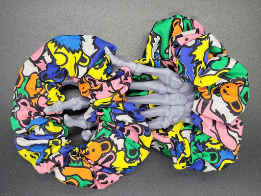 Grateful Dead Bear Cotton and Elastic Hair Tie Scrunchie
