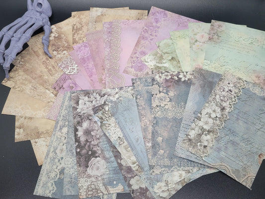 Junk Journal Scrapbook Pages 40 Page Pack