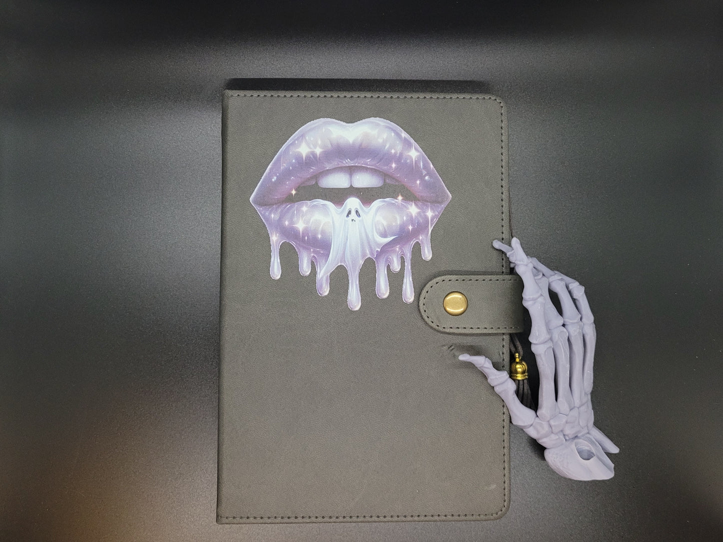 Ghost Lined Blank Journal Book of Shadows Grimoire Faux Leather