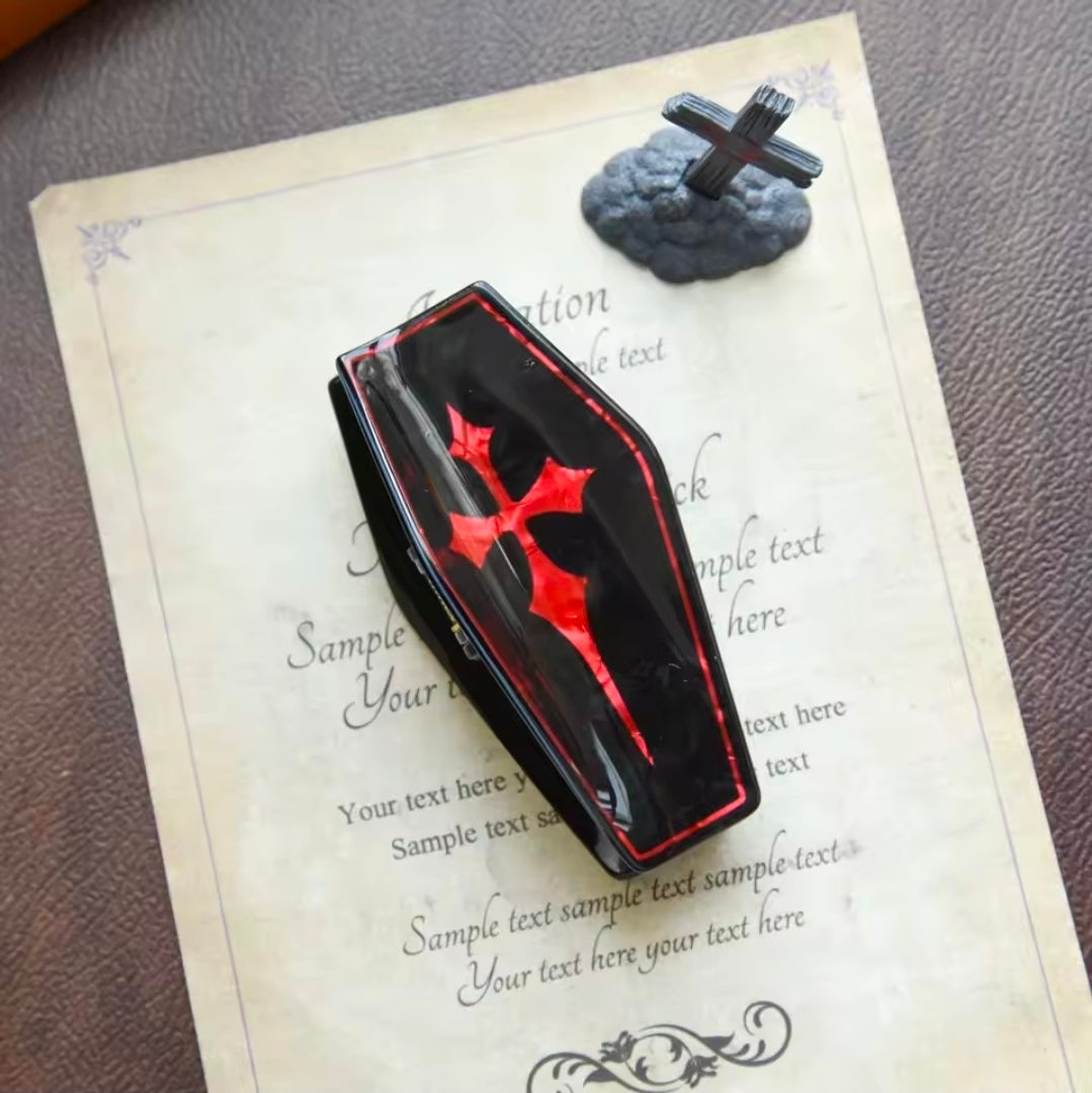 Black Coffin Acrylic Hair Claw Clip
