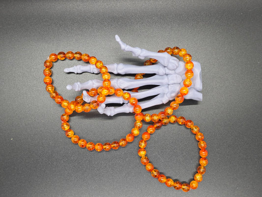 Vintage Czech Glass Stretch Bracelet 8mm Fire Crackle