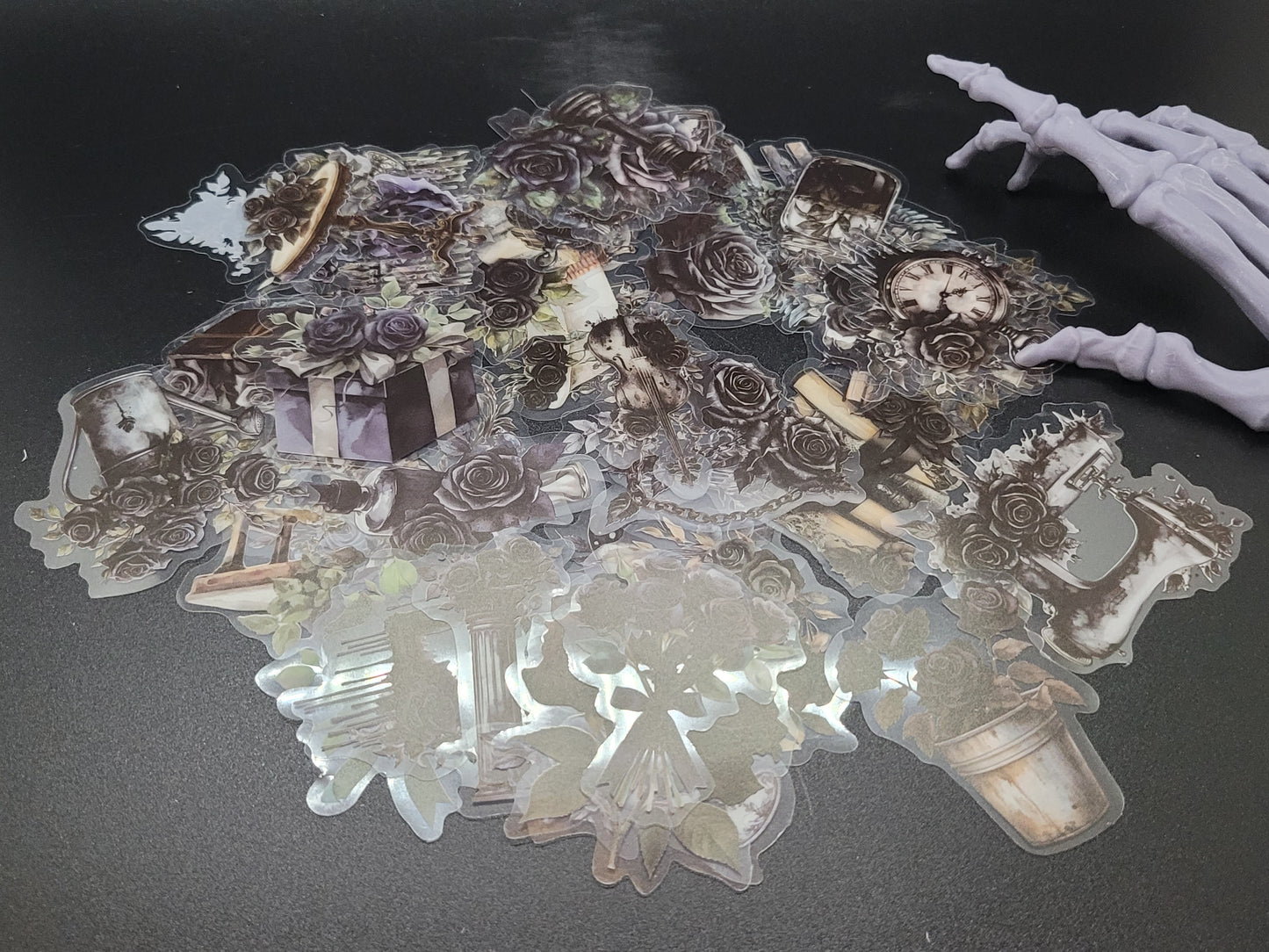 Clear PET Gothic Vinyl Sticker 10 Pack for Junk Journals Scrapbooks Budget Binders