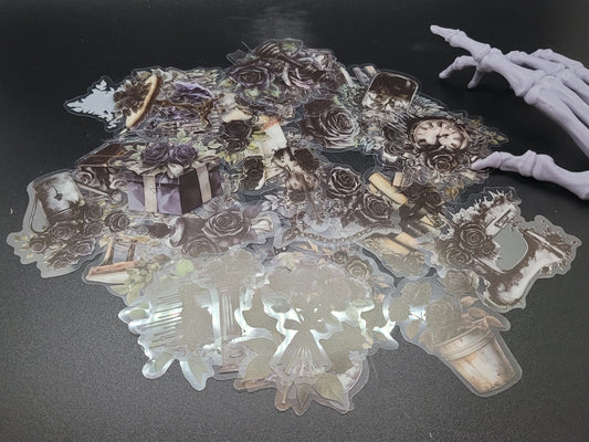 Clear PET Gothic Vinyl Sticker 10 Pack for Junk Journals Scrapbooks Budget Binders