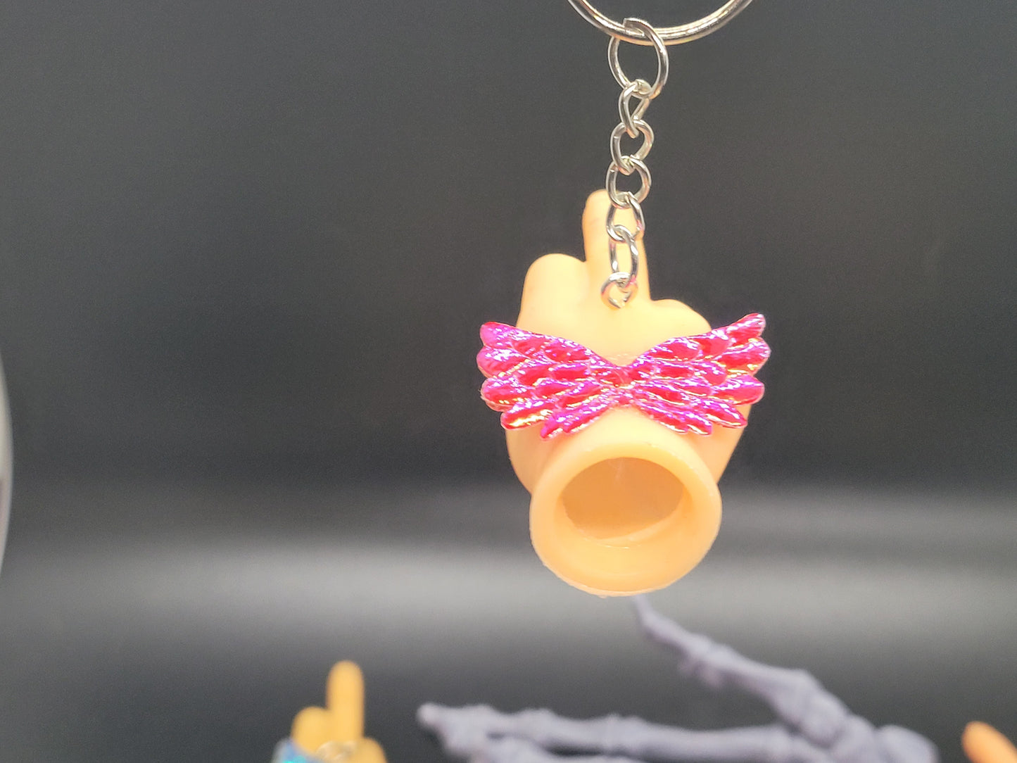 Flying Finger Vinyl Key Chain