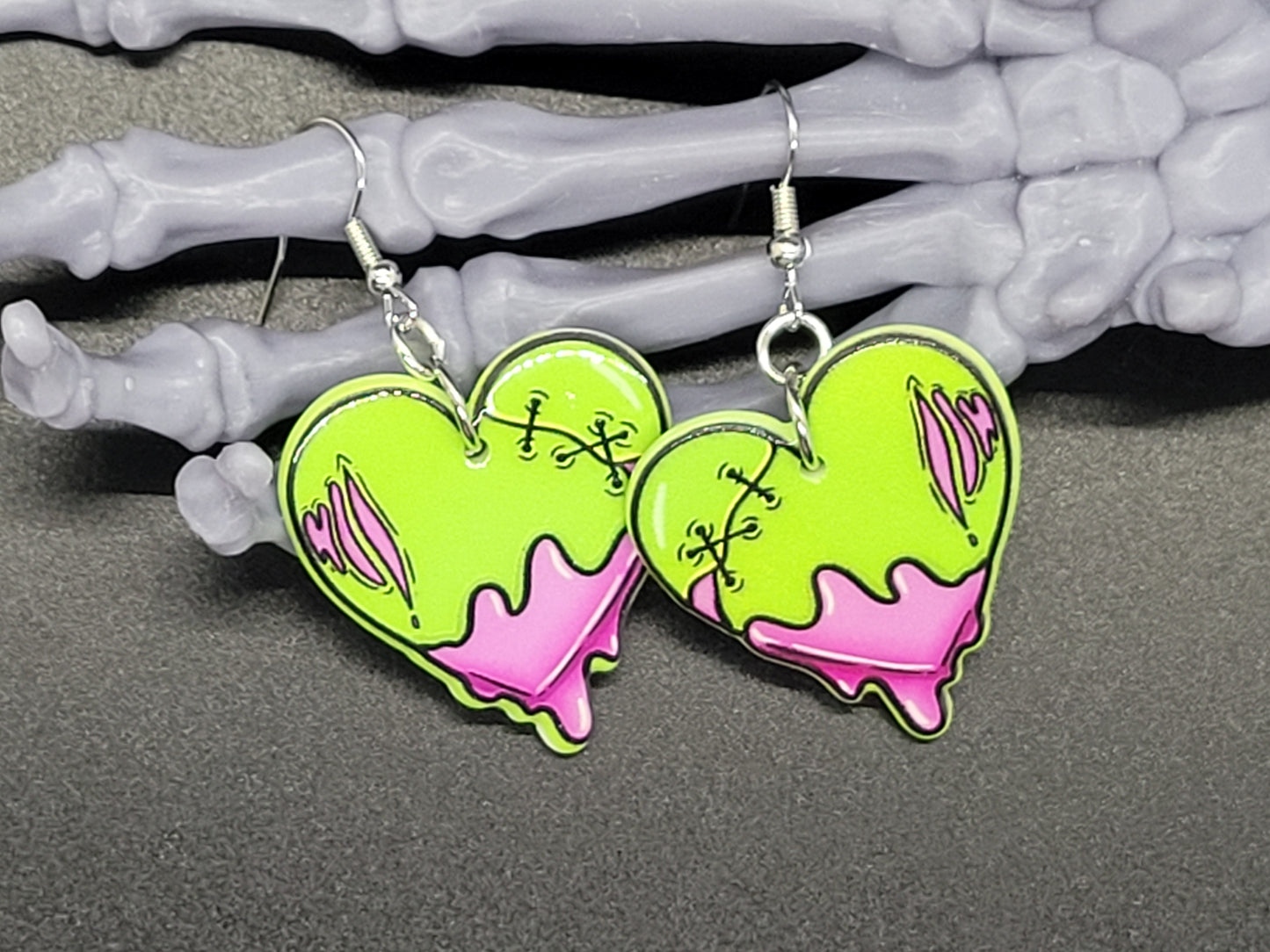 Zombie Heart Valentine Resin Earrings Necklace Valloween