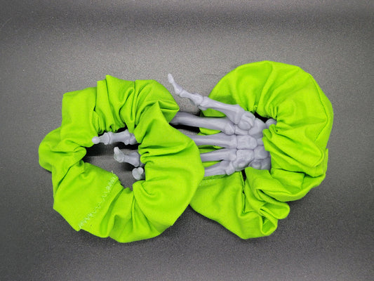 Solid Green Cotton and Elastic Hair Tie Scrunchie