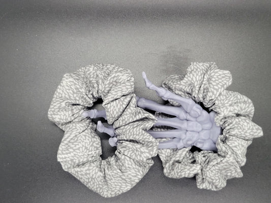 Grey Geometric 1 Cotton and Elastic Hair Tie Scrunchie