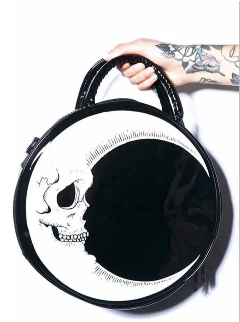 Gothic Skull Moon Faux Leather Purse