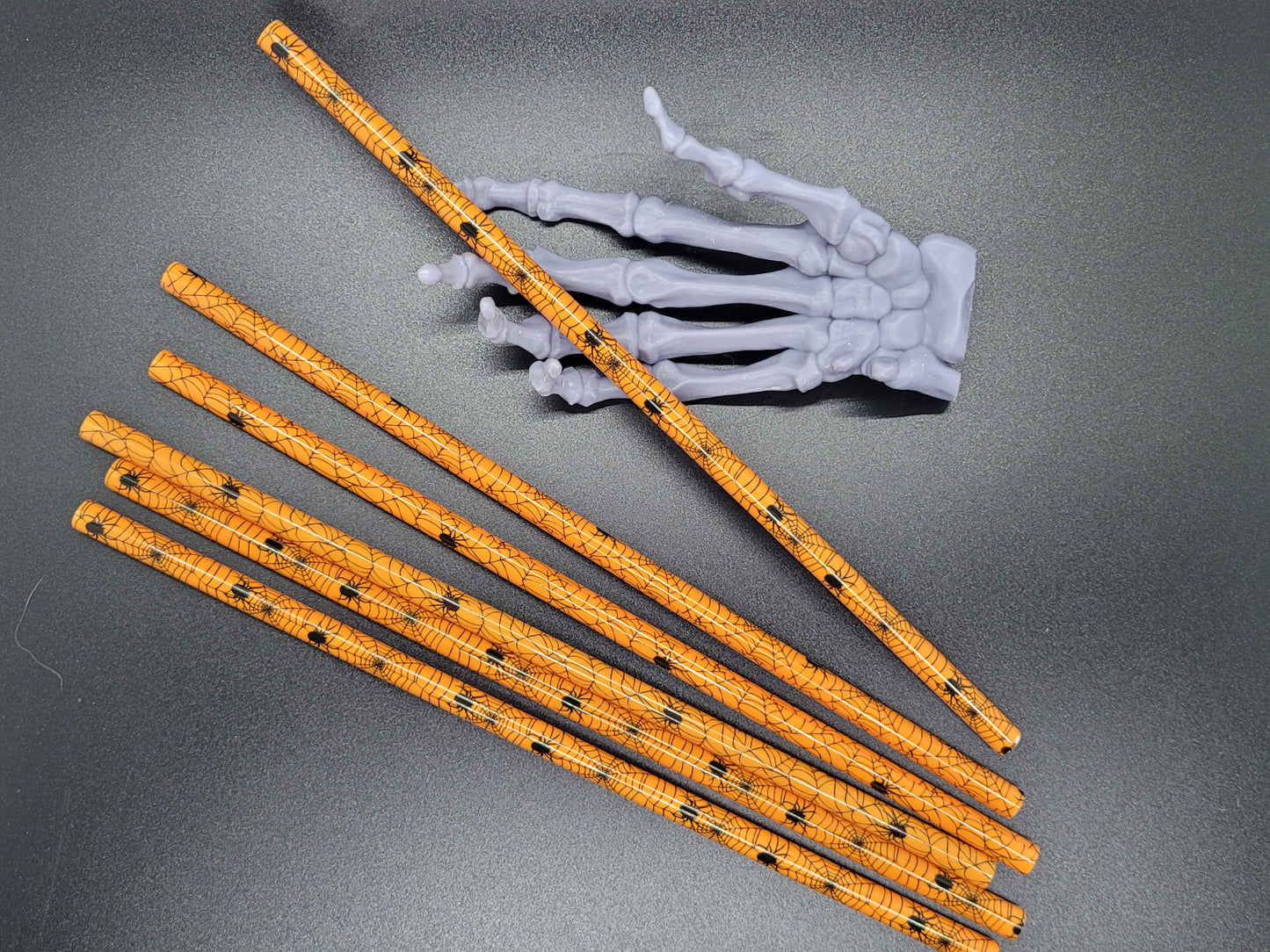 Orange Webs 9 in Reusable Plastic Tumbler Straw